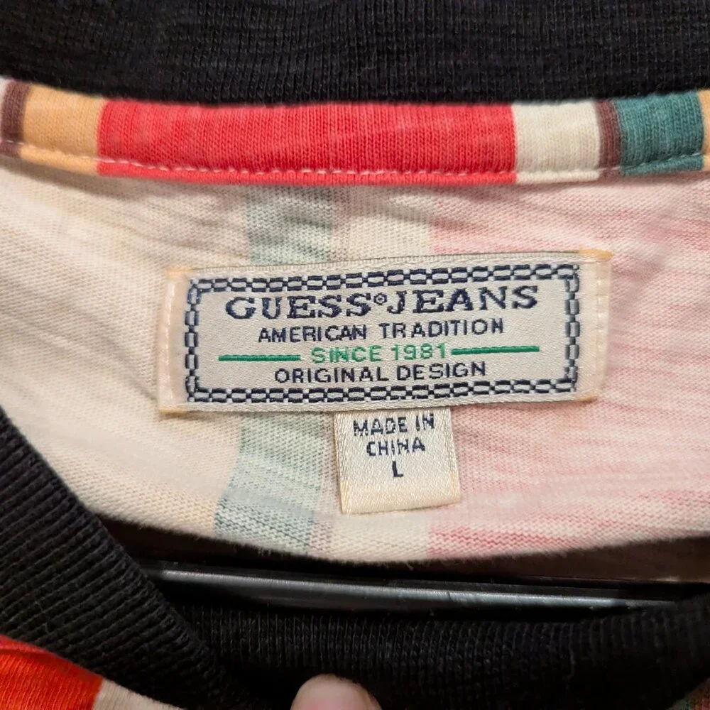 Urban Outfitters Guess Originals Striped Sayer Short Sleeve Hip Hop Casual - Picture 5 of 7